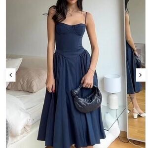 Elegant Navy Blue Midi Dress